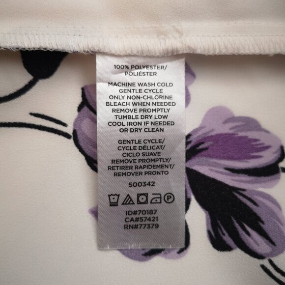 Ann Taylor Ladies Size Medium Off White with Flower Print Loose Fit Blouse - Picture 5 of 9